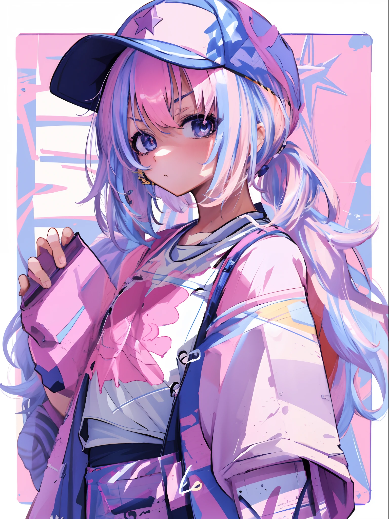 Anime girl with pink hair and baseball cap holding a can of soda, anime girls drink Energy drink, anime vibes, soda themed girl, style of anime4 K, animeaesthetic, 8 0 s anime vibe, Guviz-style artwork, Anime style. 8K, Anime style, Anime style illustration, clean and meticulous anime style, style of anime