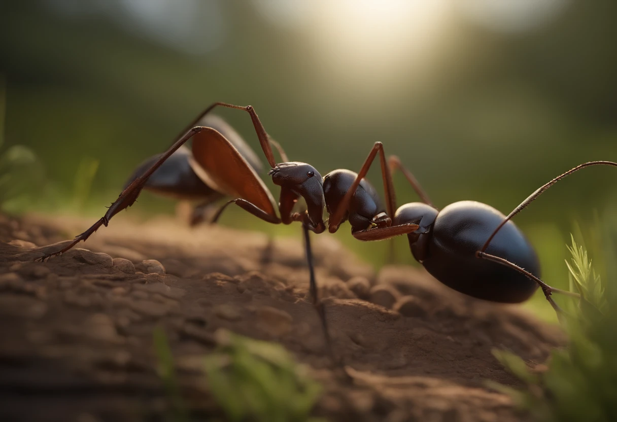 Cinematic image effects,Invasive giant ants,""Fleeing person,""canny,,killing intent,Full body like,war,grass field,of a real,Facial features are carefully drawn,Realistic skin texture,Dark style,depth of fields,Highlight,Real Light,Ray traching,OC rendering,Hyper-realistic,best qualtiy,8K,Works of masters,super-fine,Detailed pubic hair,Correct anatomy,sharp focus on eyes,Facial features are carefully drawn