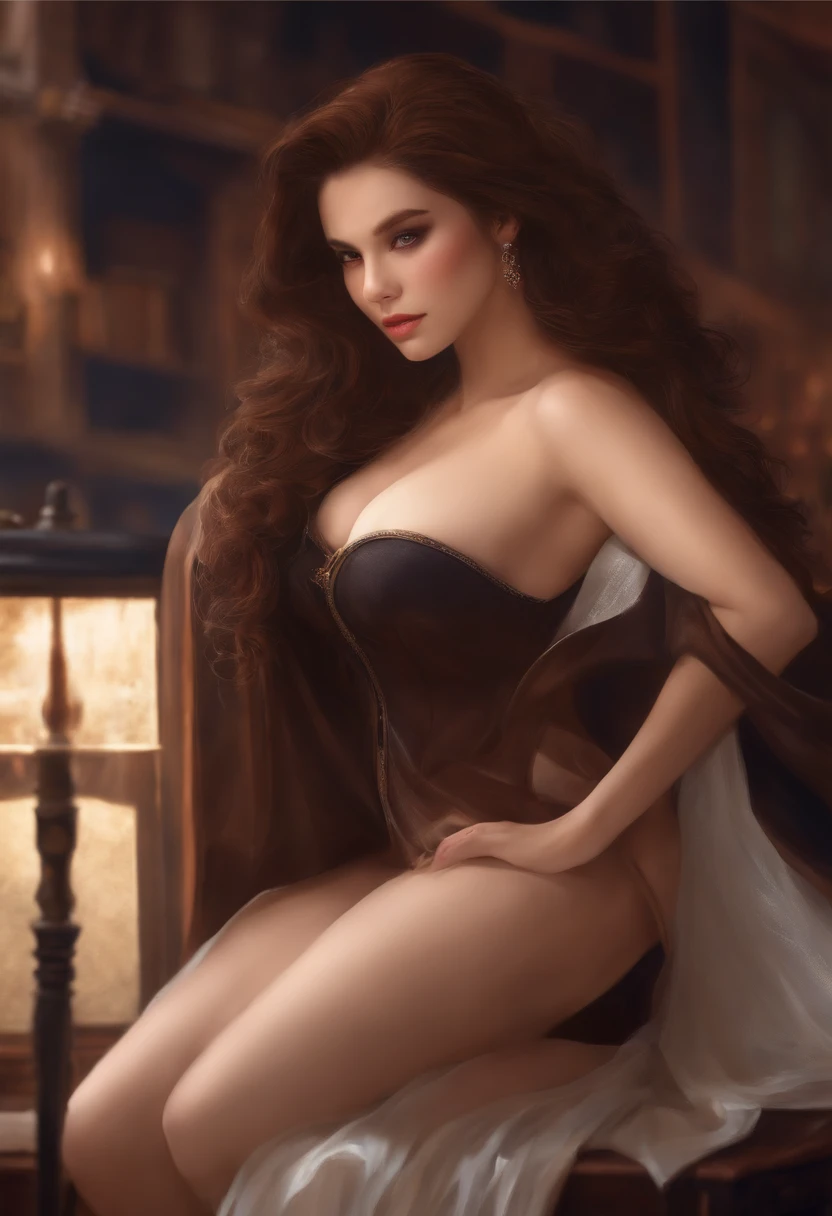Brown hair、huge tit、atlibrary、Black Sleeveless、valley、