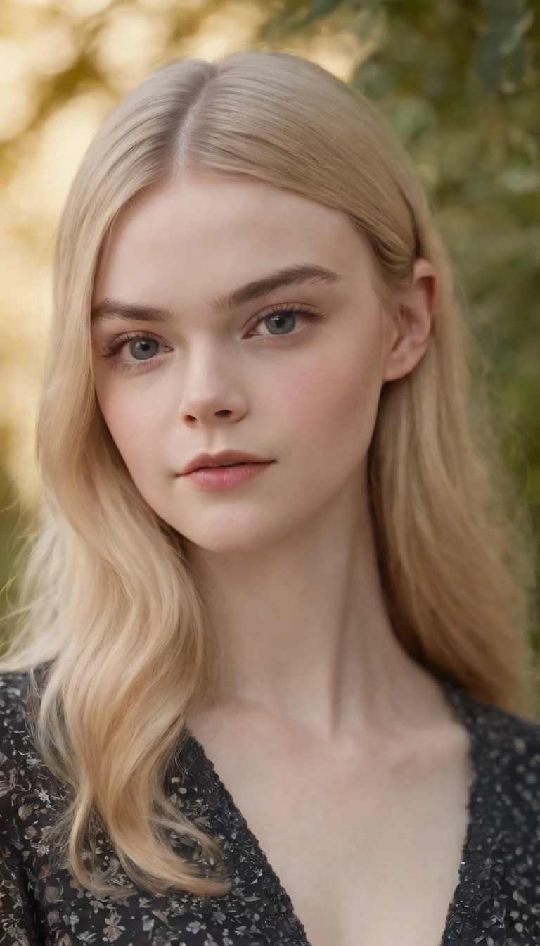 (best quality,photorealistic),portrait,upperbody,blonde long hair,bangs hair,beautiful detailed eyes,beautiful detailed lips,looking at viewer,looking at camera,straight on,close up,elle fanning,soft lighting,vivid colors
