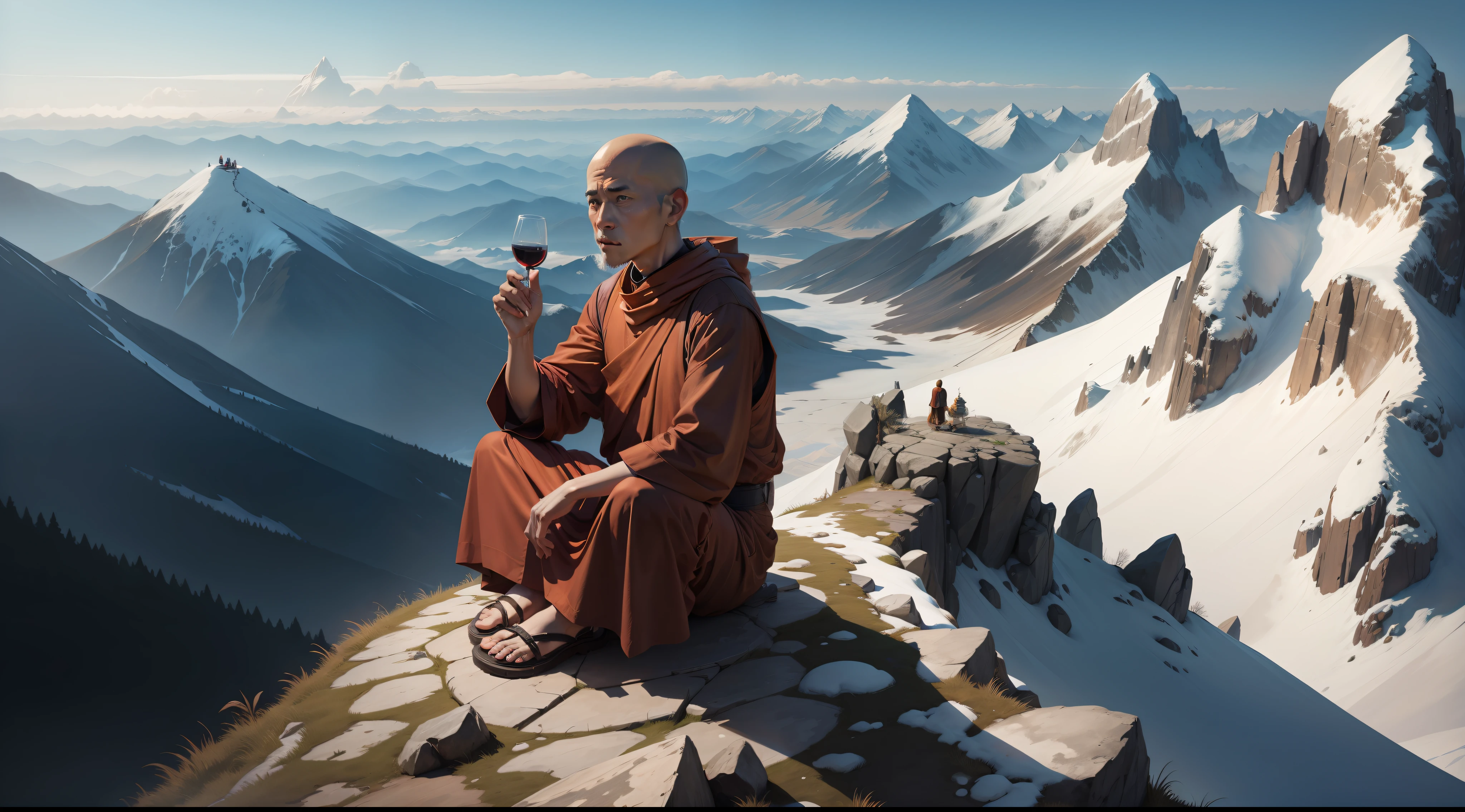 monk on the peak of a mountain --auto