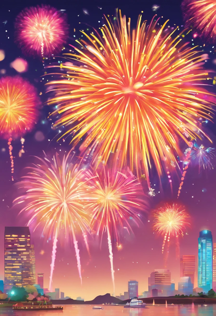 Spectacular fireworks display. The fireworks are huge