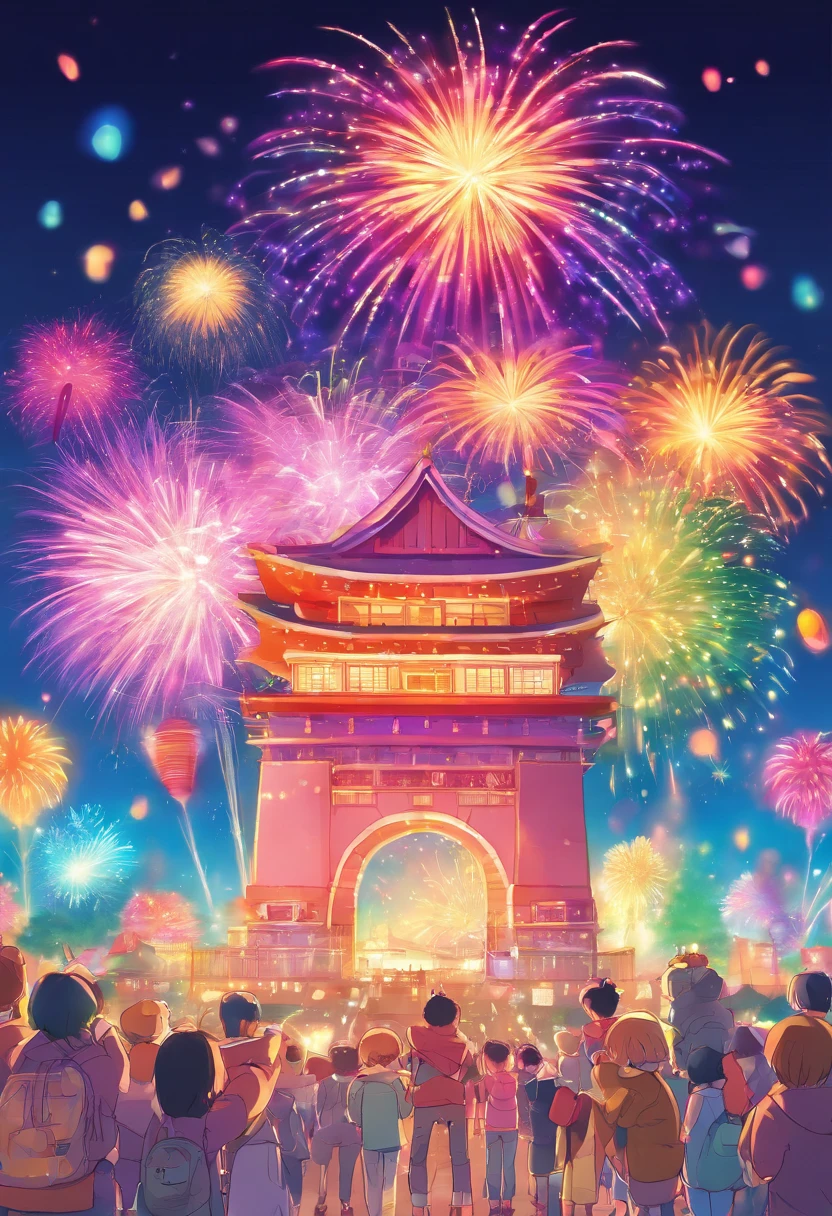 Spectacular fireworks display. The fireworks are huge