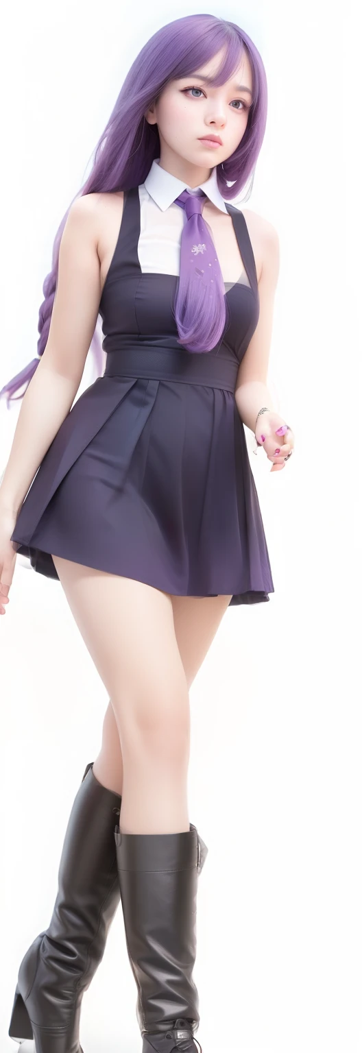 best quality, masterpiece, (realistic:1.2), 1 girl, purple hair,Purple eyes,Front, detailed face, beautiful eyes