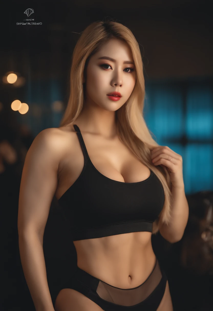 well-endowed, enormous muscles, huge thighs, huge arms, 8pack abs, bodybuilder, burning eyes, flaming eyes, Avril Lavigne, 20 years old, in heaven, full body portrait, feminine, skinny face, very large breasts, perfect body, French maid style clothing jacket and pants, in Seoul South Korea