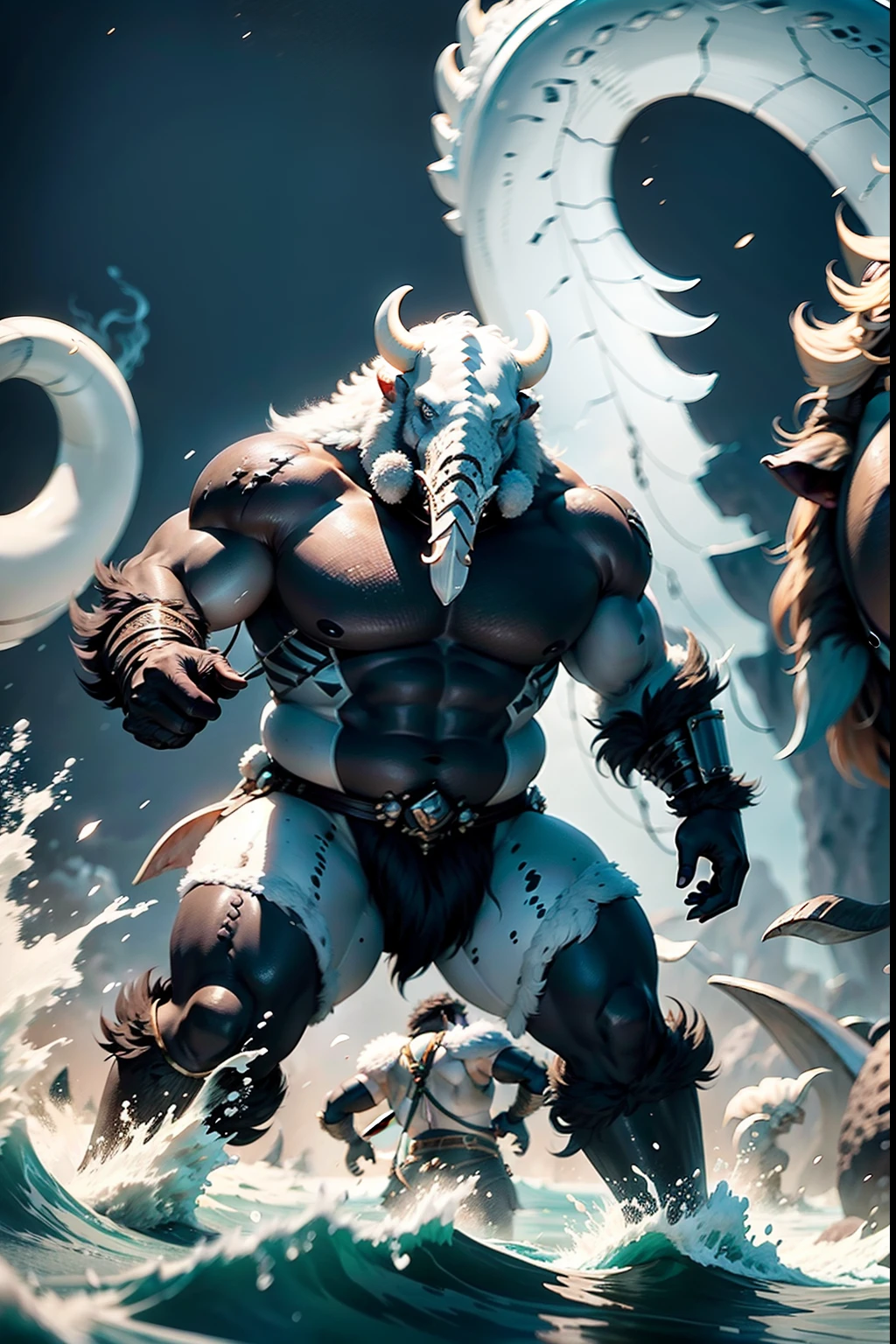 Tanoi are creatures, similar to walruses, inhabiting the icy wastelands of Krinna. They have thick ivory tusks, which they use as for protection, and for that, to pierce breathing holes in sea ice while swimming.

The Tanoi are skilled hunters, They are often at odds with monstrous creatures, inhabiting icy wastelands. In addition to their tusks, they use harpoons on long ropes, which they can quickly reel. Groups of Tanoy hunters work together, To destroy monsters, Much larger, than they themselves, including remorases [remorhaz] and white dragons.