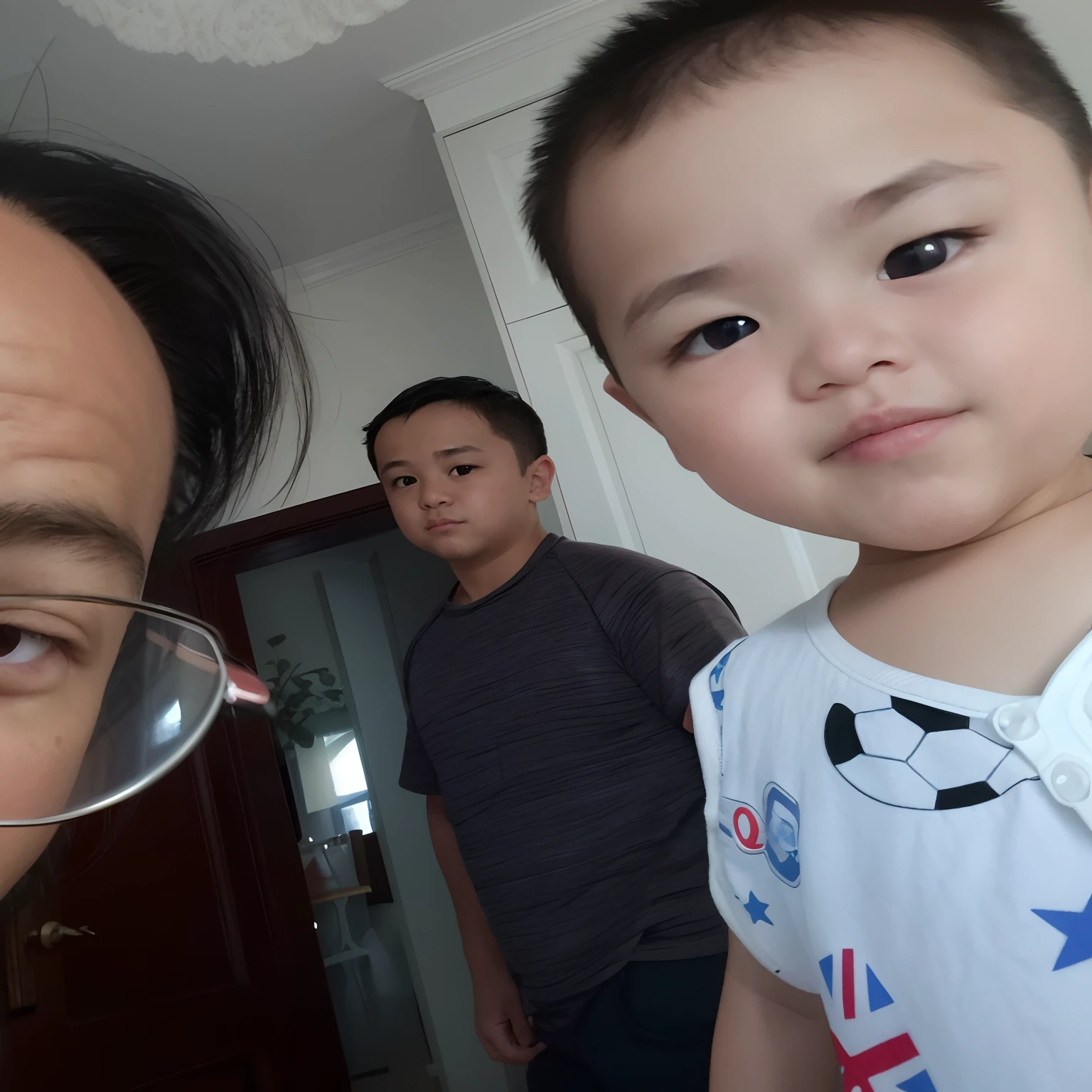 There was a man on the street holding a , in city street, with a child, yanjun cheng, steve zheng, caring fatherly wide forehead, xintong chen, zmonzheng, huifeng huang, 4 0 years old man, ruan jian, zeng fanzh, in a city street, jinyiwei