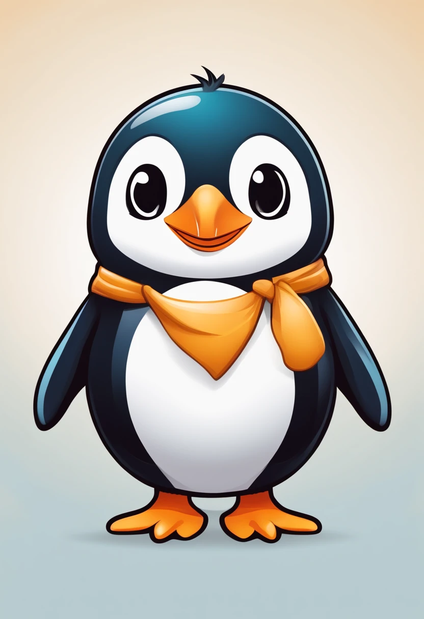 penguin logo smiling cute chibi cartoon hello