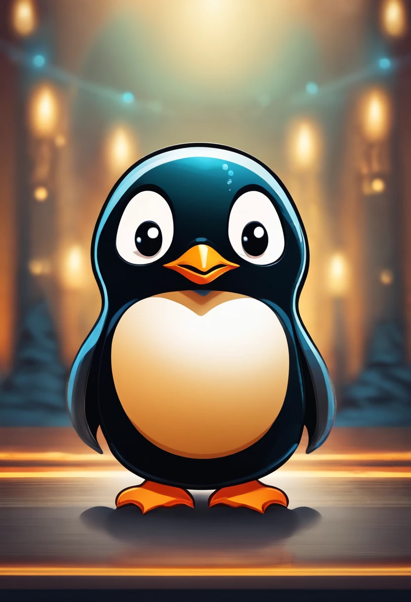 penguin logo smiling cute chibi cartoon hello
