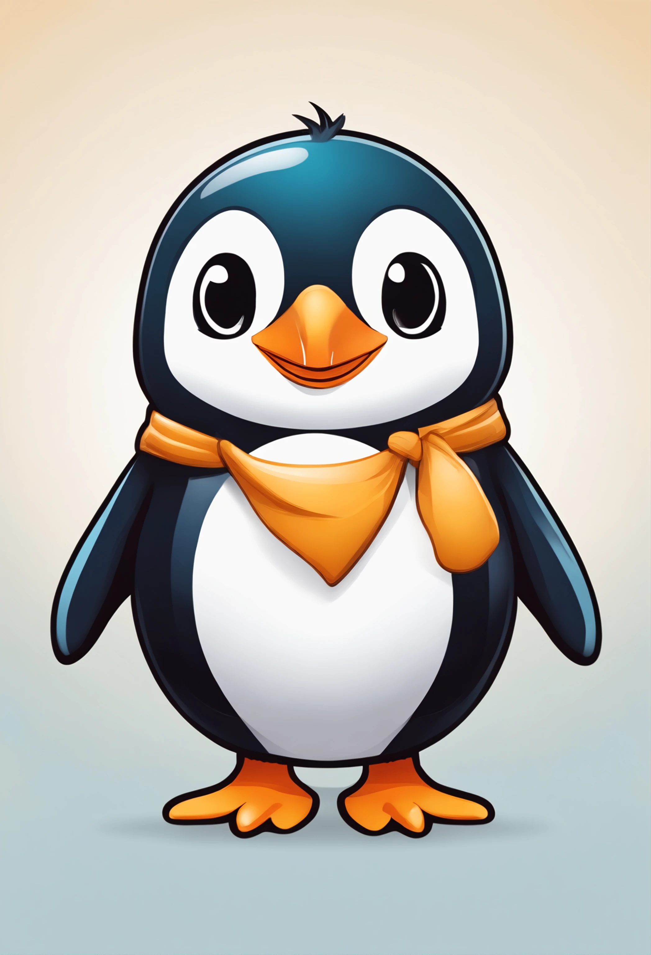 penguin logo smiling cute chibi cartoon hello