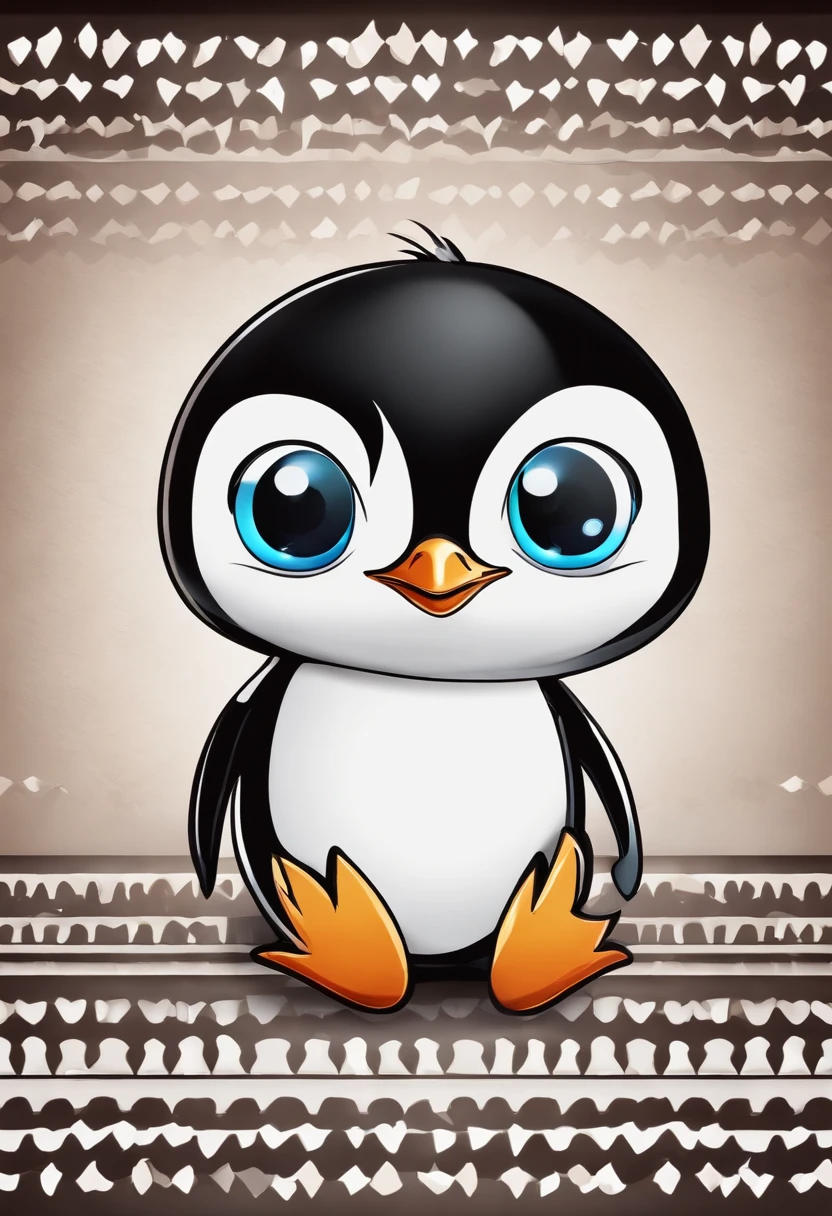 penguin logo eyes-smiling cute chibi cartoon