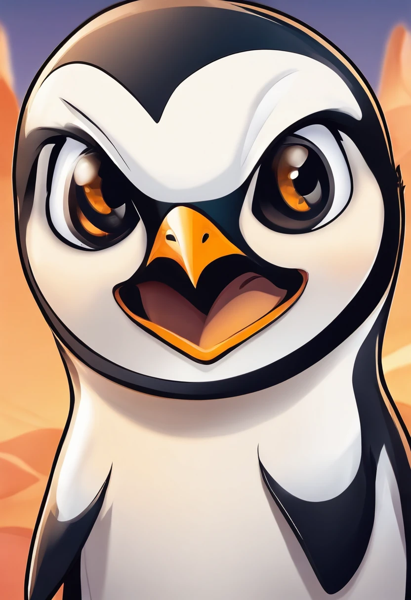 penguin logo eyes-smiling cute chibi cartoon