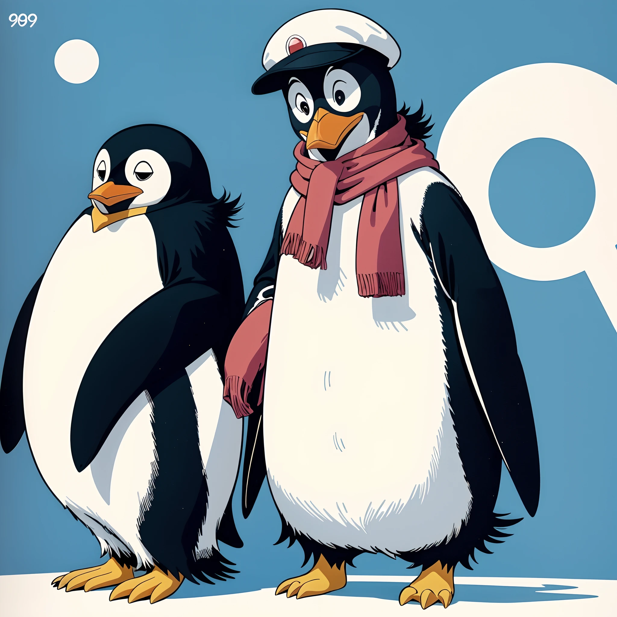 lovely illustratio animesque penguin Deformed Hats 1980s Gag Anime