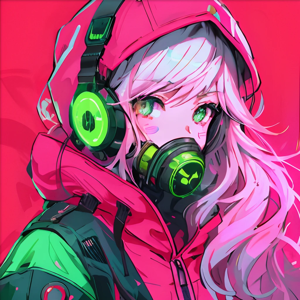 Anime girl in gas mask and pink jacket with green eyes, cyberpunk anime girl in hoodie, digital cyberpunk anime art, rossdraws cartoon vibrant, anime style 4 k, digital cyberpunk - anime art, anime cyberpunk art, cyberpunk artstyle, Neon Operator, :: rossdraws, Cyberpunk anime girl, Portrait of a Glowwave Girl, anime style artwork, cyberpunk anime art