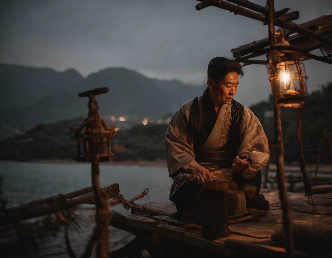 Traditional Chinese skill the iron flower，火星 cover the night sky，A stunning visual spectacle，Shirtless craftsman