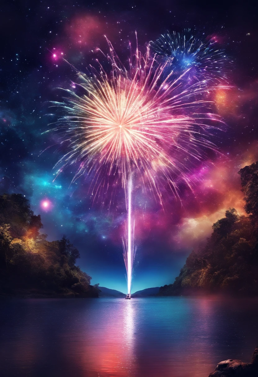 Spectacular fireworks display. The fireworks are huge