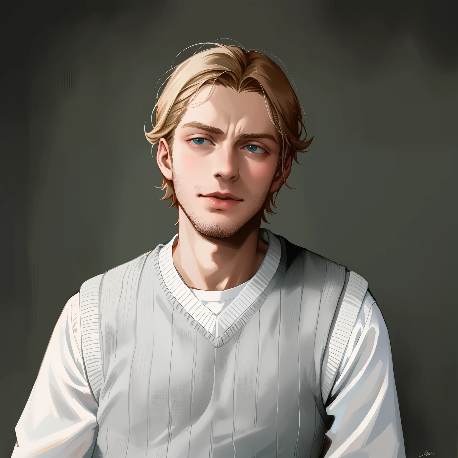 arafed man with a sweater vest and a white shirt, adam varga, taken in the early 2020s, felix englund, promotional shot, Bjorn Skalldrasson, innblásinn af Ásgrími Jónssyni, looks like domhnall gleeson, young handsome pale roma, promotional portrait, danila tkachenko, high quality