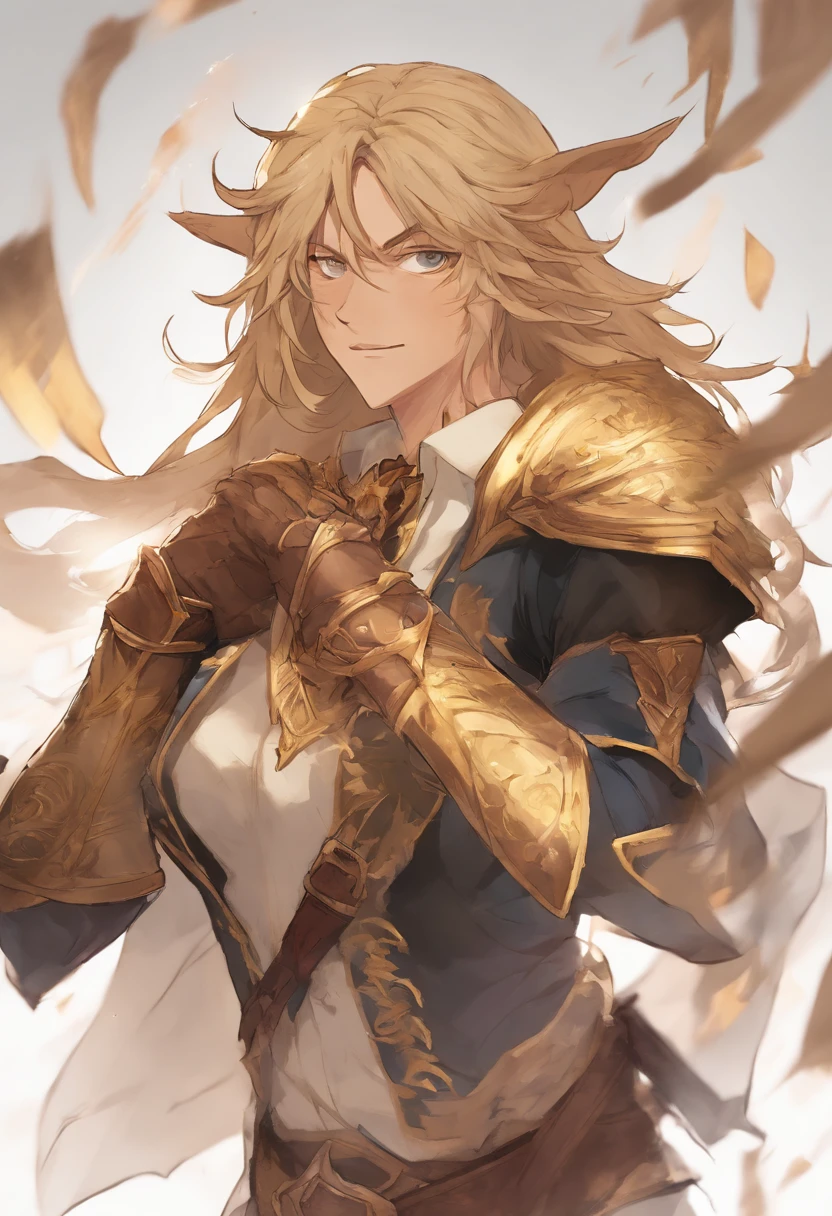 Homem adulto, Alto sem pelos faciais, Rosto redondo, square jawline, cabelos pretos, Cabelos Longos, eye reflection, Olhos vermelhos, sorriso sedutor, armadura dourada, Knights of the Zodiac Style, Cavaleiro de ouro, arm shield, Escudo redondo, heroic posture, arte conceitual, anime, Estilo anime, Cinematic lighting, motion blur, simetria, cowboy shot, F/1.2, 35 mm, Hasselblad, detalhes altos, alta qualidade, pele texturizada, melhor qualidade, 8k
