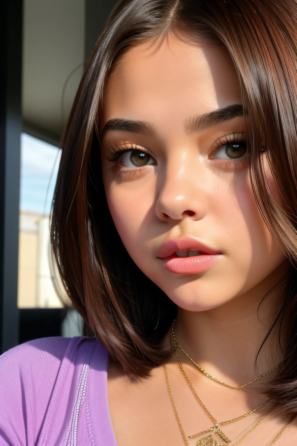 a close up of a woman with a necklace and a necklace on, isabela moner, portrait sophie mudd, violet myers, taken in the early 2020s, madison beer, kailee mandel, spain rodriguez, she is about 1 6 , madison beer girl portrait, 1 6 years oldn the late 2010s