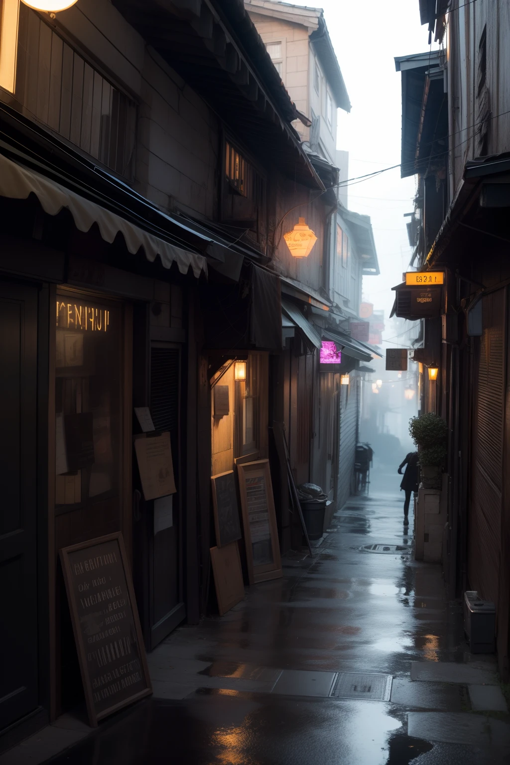 Withdraw images of cities with alleys from alley to street, super detailed, masutepiece, Best Quality, ultra-quality, absurd details, best light, Best Shadow, sharp, Sharp Image, Detailed, Extremely detailed, great resolution, 8K, 4K, nffsw, Volumetric, Bright sprites, particles effect, beautiful effects, neons, Neon light, sun beam, Sunlight, (Characters on the street)