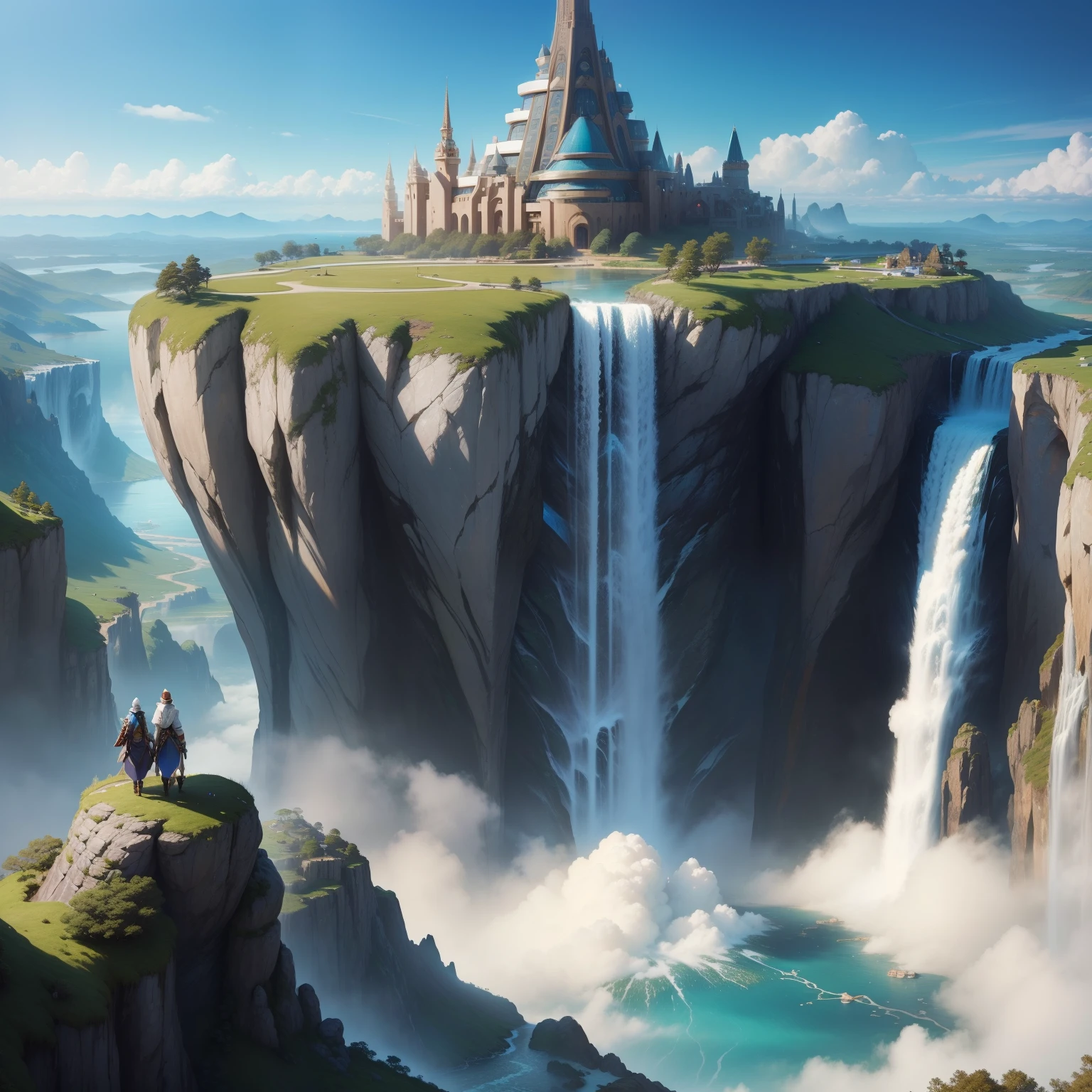 Fantasy world SFFantasia SFArt Futuristic City epcot top-quality masterpiece 超A high resolution epcot dream great outdoors Super huge waterfall、utopian