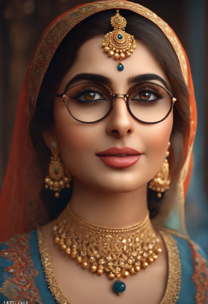(best quality,4k,8k,highres,masterpiece:1.2),ultra-detailed,(realistic,photorealistic,photo-realistic:1.37),round face girl,beautiful detailed eyes,beautiful detailed lips,extremely detailed eyes and face,long eyelashes,round specs,wearing blue kurta and jeans , short hairs
