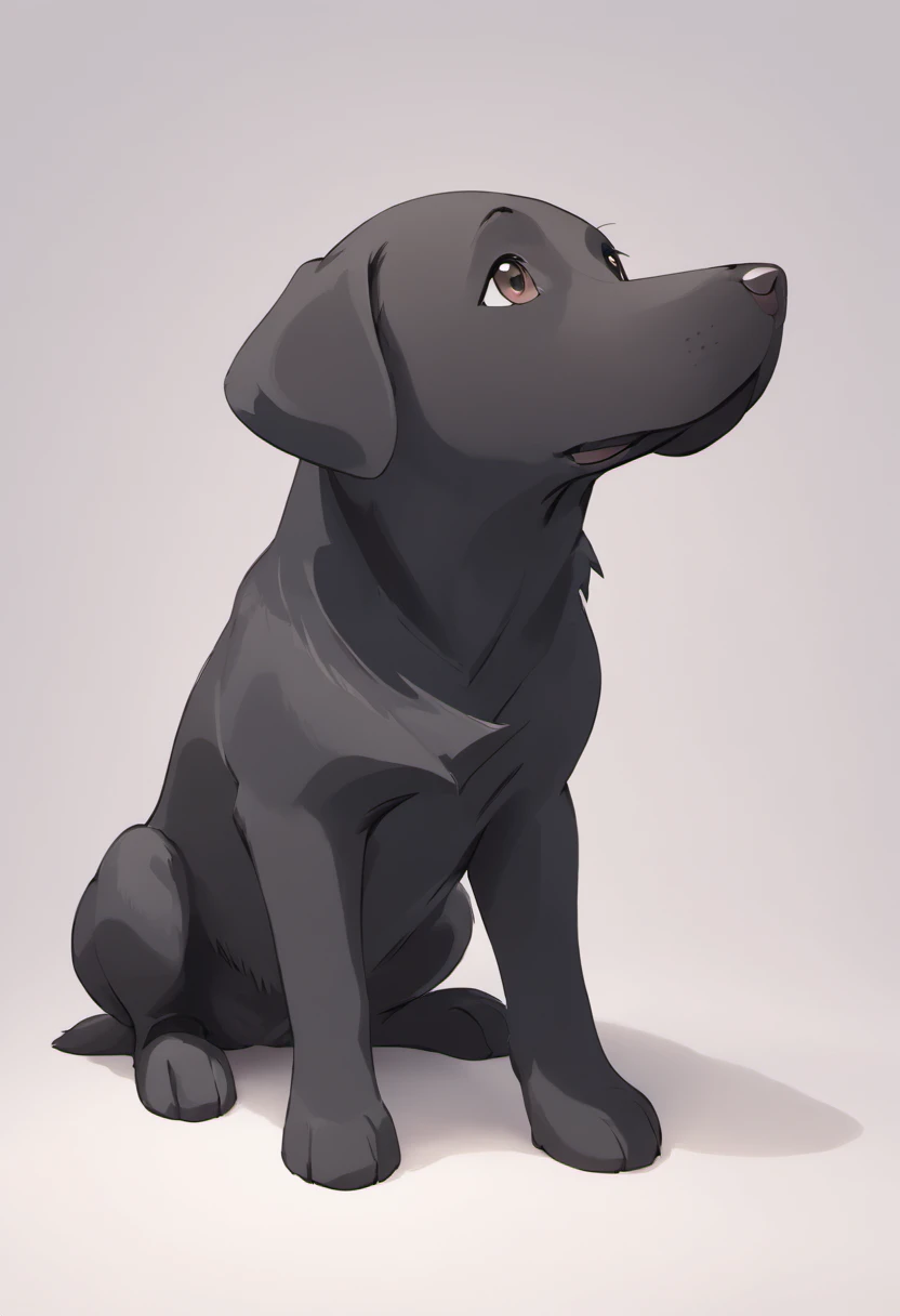 A touching scene in ultra-high definition 3D showcasing black adult Labrador Retriever. black adult Labrador Retriever, beautifully rendered in detail. The overall atmosphere is tender, filled with hope and serenity. White background,
