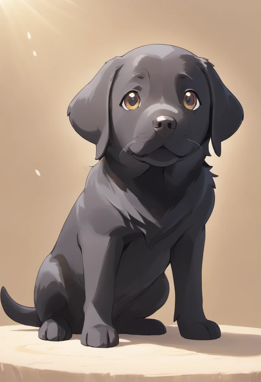 A touching scene in ultra-high definition 3D showcasing black adult Labrador Retriever.  black adult Labrador Retriever, beautifully rendered in detail. The overall atmosphere is tender, filled with hope and serenity. White background,