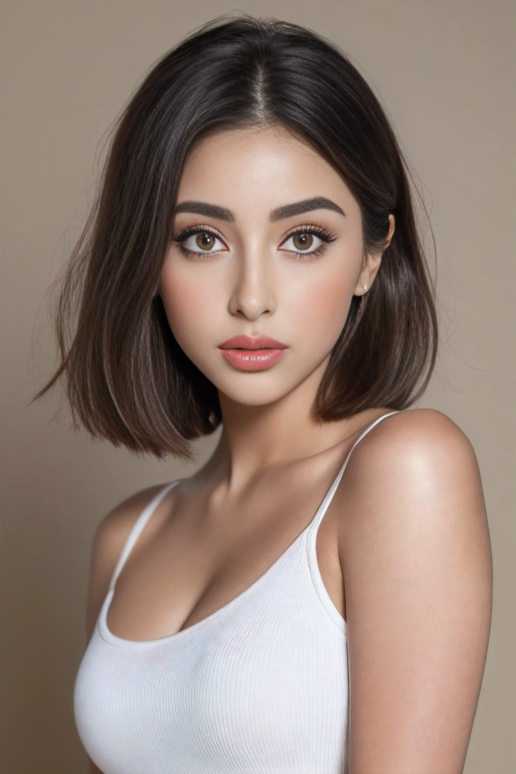 ((Realistic lighting, Best quality, 8K, Masterpiece: 1.3)), Clear focus: 1.2, 2girl, Perfect Figure: 1.4, ((short bob hair)), (crop white top and a cap: 1.4), , , Super fine face, Fine eyes, Double eyelids, woman is posing in a seductive way,  inspired by Gina Pellón, instagram, tachisme, violet myers, lorena avarez, olivia culpo, alanis guillen, looks like laura barriales,  sophie mudd, tanned ameera al taweel, beautiful iranian woman, full body image