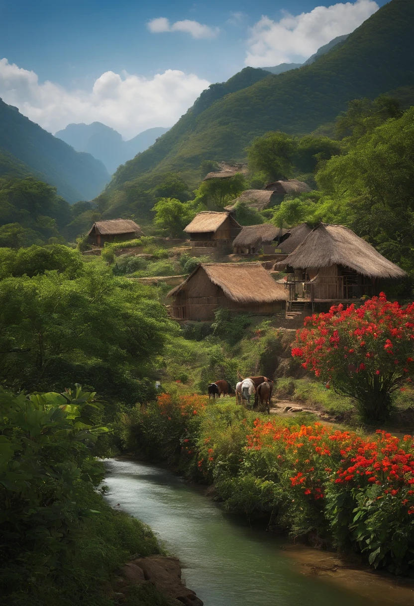small village and beautiful tank and Puar mans