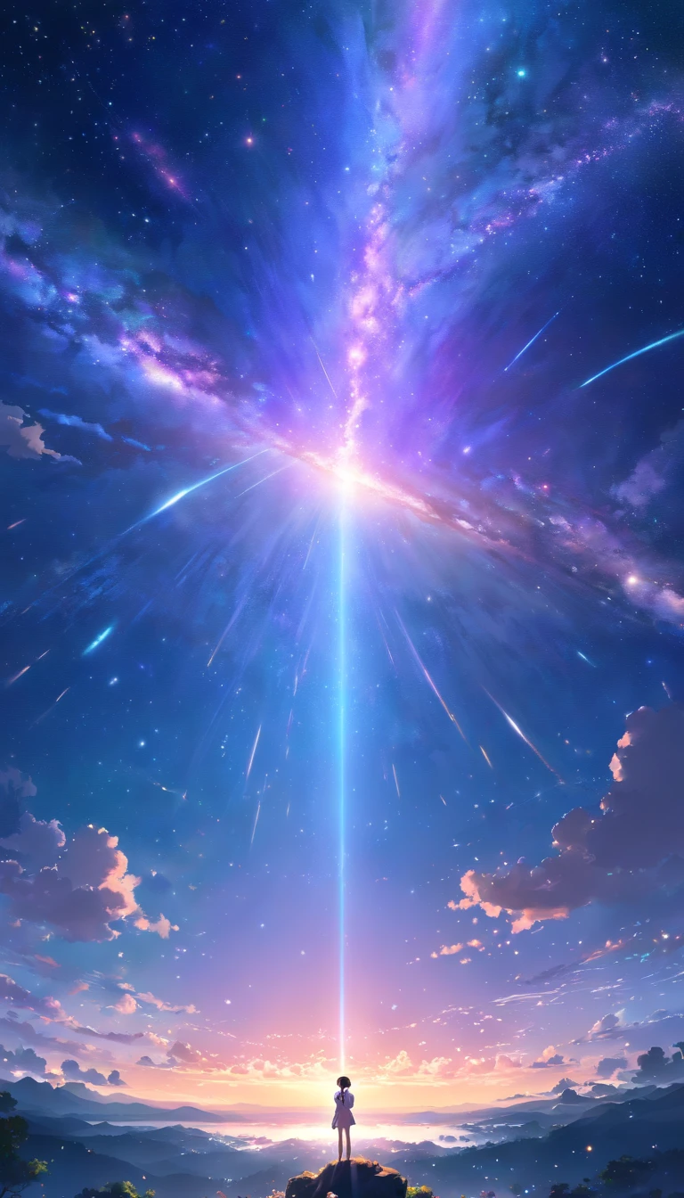 (best quality,4k,8k,highres,masterpiece:1.2),ultra-detailed,(realistic,photorealistic,photo-realistic:1.37),starry night sky,galactic beauty,infinite expanse,dreamlike spectacle,shining stars,grandeur,mesmerizing scene,celestial glow,luminous constellations,ethereal ambiance,awe-inspiring view,cosmic vastness,colorful nebulae,fantasy landscape,enchanting universe,splendid celestial display,tranquil serenity,vibrant hues,darkened silhouette of galaxies,stunning astral panorama,majestic celestial canopy.