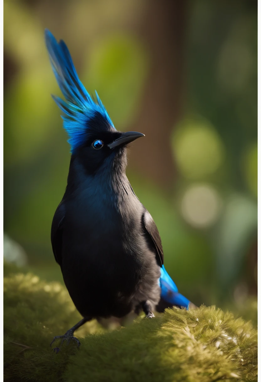 a black bird with blue eyes, (Pixar style) (Masterpiece:1.2) (Bokeh) (Best quality) (Detailed skin) (Detailed texture) (8K) (clay) (Cinematic lighting) (Sharp focus