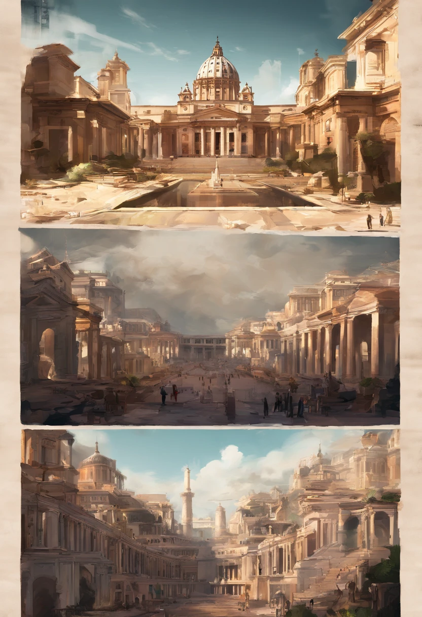 Crie uma cidade arquitetonica da roma antiga 3 mil anos a.c em 8k