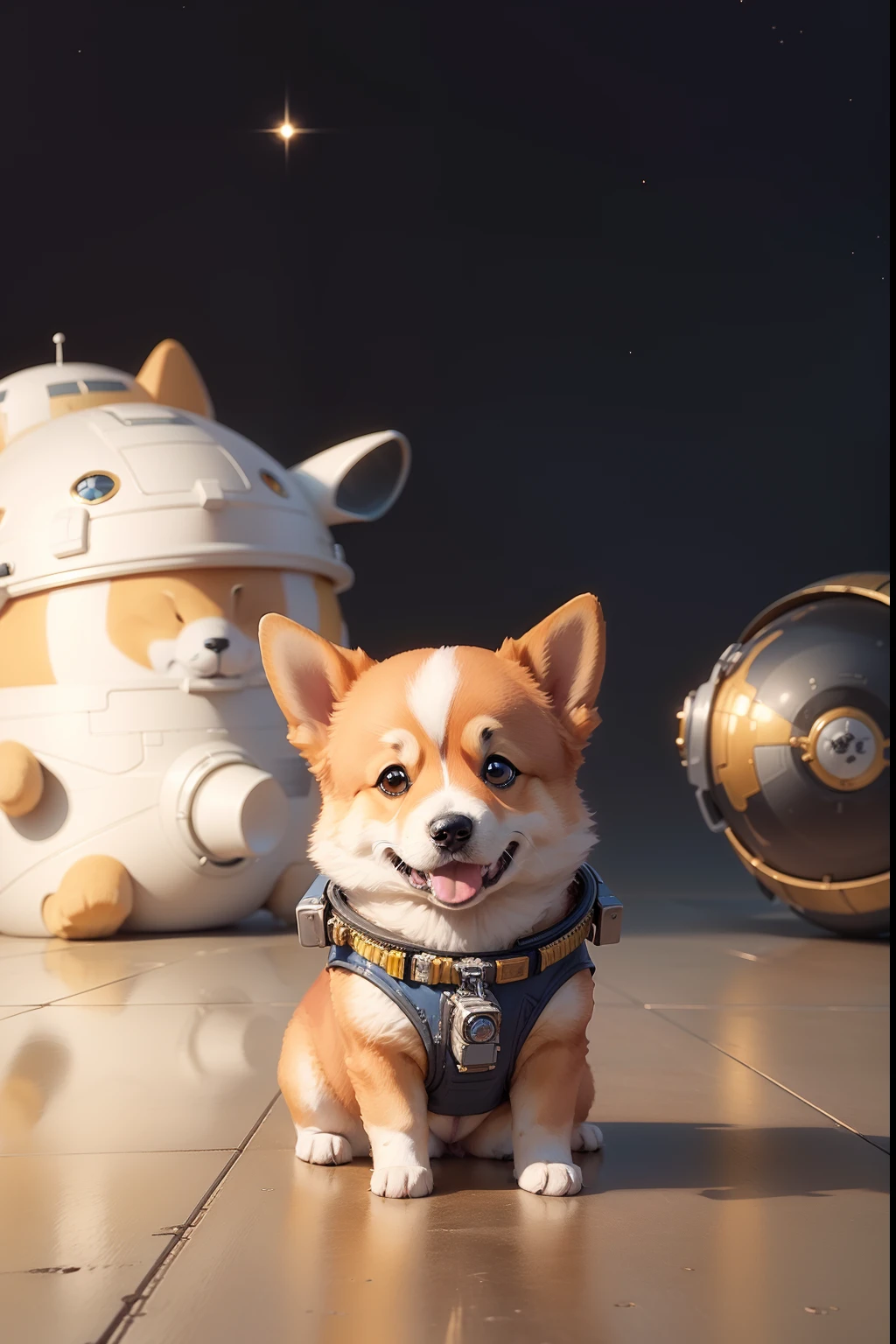 puppy sitting on the ground with a no background,no background, corgi cosmonaut, puppy in a space suite, shiba inu cosmonaut, shiba inu cosmonaut portrait, cute corgi, corgi with]!!, adorable digital painting, cute detailed digital art, cute 3 d render, sticker, srceen T-shirt.