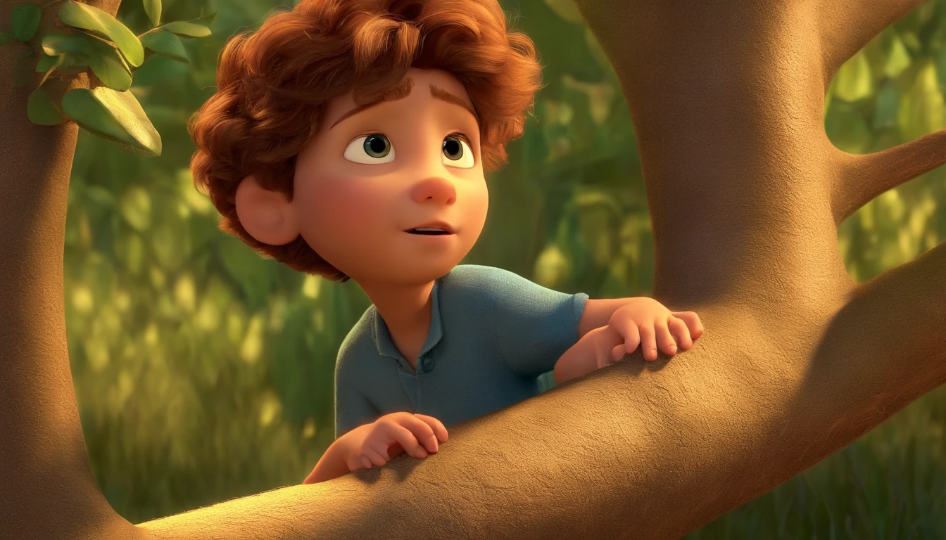 A sad boy sitting in a tree with several fireflies, vale, vale encantado, Anato Finnstark. Pixar, Miniatura do YouTube, Vincent di Fate Nausicaa, Beto Val, cuta anime, inspirado em Vasile Hutopila, Directed by: Vasile Hutopila, animation film, animation film, Personagem ideal da Pixar, Victo, Russia