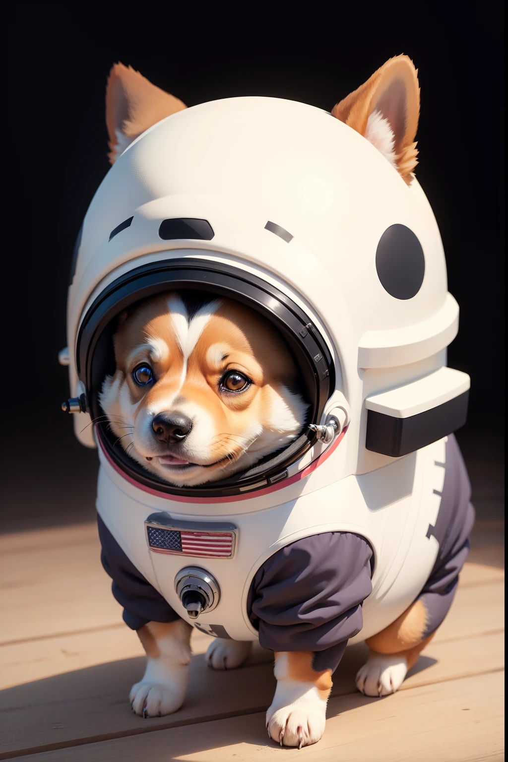 puppy sitting on the ground with a no background,no background, corgi cosmonaut, puppy in a space suite, shiba inu cosmonaut, shiba inu cosmonaut portrait, cute corgi, corgi with]!!, adorable digital painting, cute detailed digital art, sticker, srceen T-shirt.