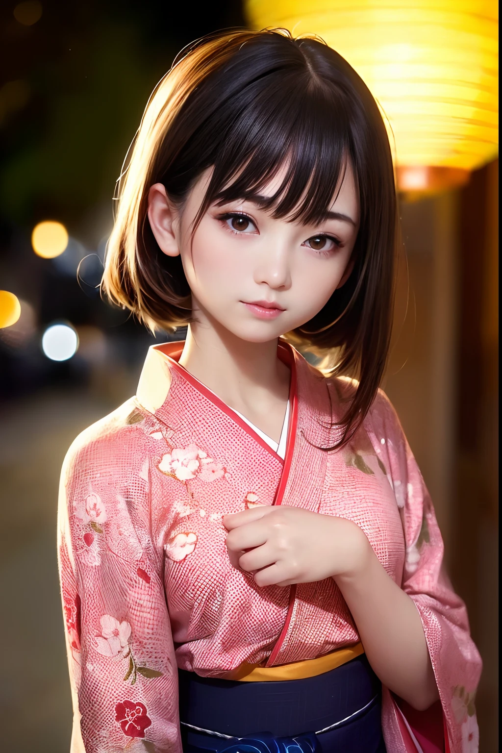 Upper body from the waist up、Are sleeping、nap、(Sleeping with your eyes closed)、(4In K、masterpiece、hight resolution、Realistic and beautiful light and shadow、One girl、Solo Focus、(top-quality)、(Hi-Res)、(extremely delicate and beautiful)、(Beautiful 8k face)、(Brown-eyed)、(I close my eyes while smiling.)、(独奏)、(Clear skin)、(Soft hair)、(hugetits)、(Plaid kimono, Red and blue floral yukata)、((Awa Odori Pose))、((Bokeh lantern light night background))、((speedo))、(reality)、thin and small nose、(red lipsticks)、(Reddening cheeks)、poneyTail、(Lustrous skin)、((Ukiyo-e style))、Ultra-thin eyebrows、Ultra high image quality、(Wearing maiko-style makeup)、skin whitening、long and beautiful lashes、Turning around in the style of a Kyoto magazine model、((s asleep))、Lustrous skin、(Red-dyed cheeks)