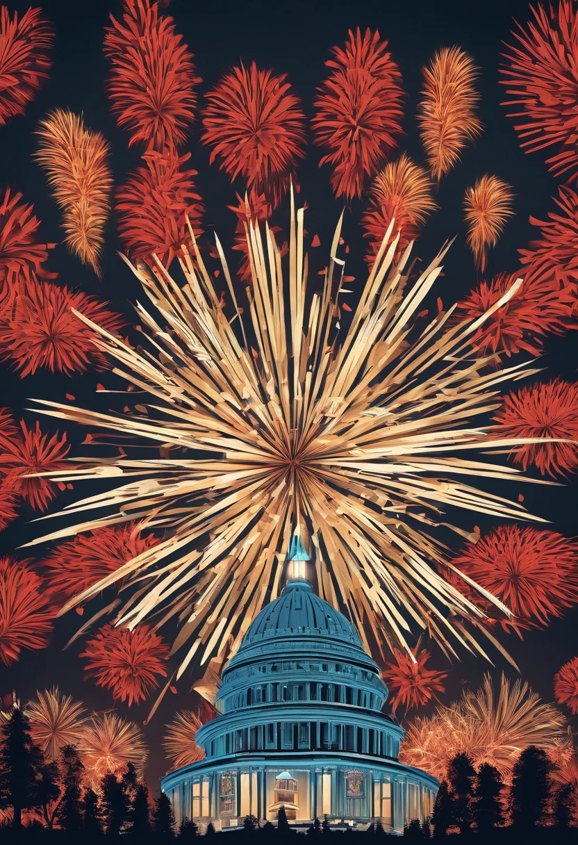 Spectacular fireworks display. The fireworks are huge