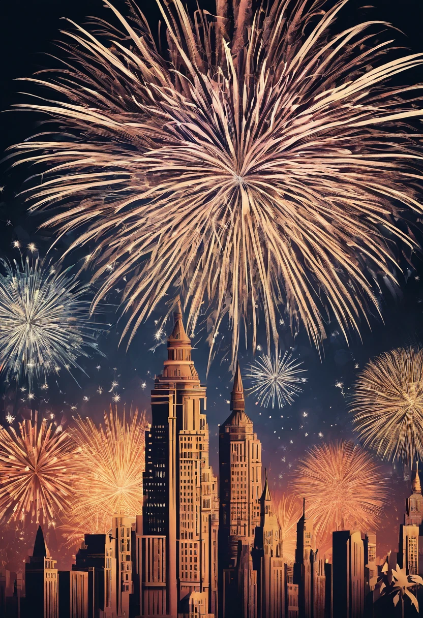 Spectacular fireworks display. The fireworks are huge