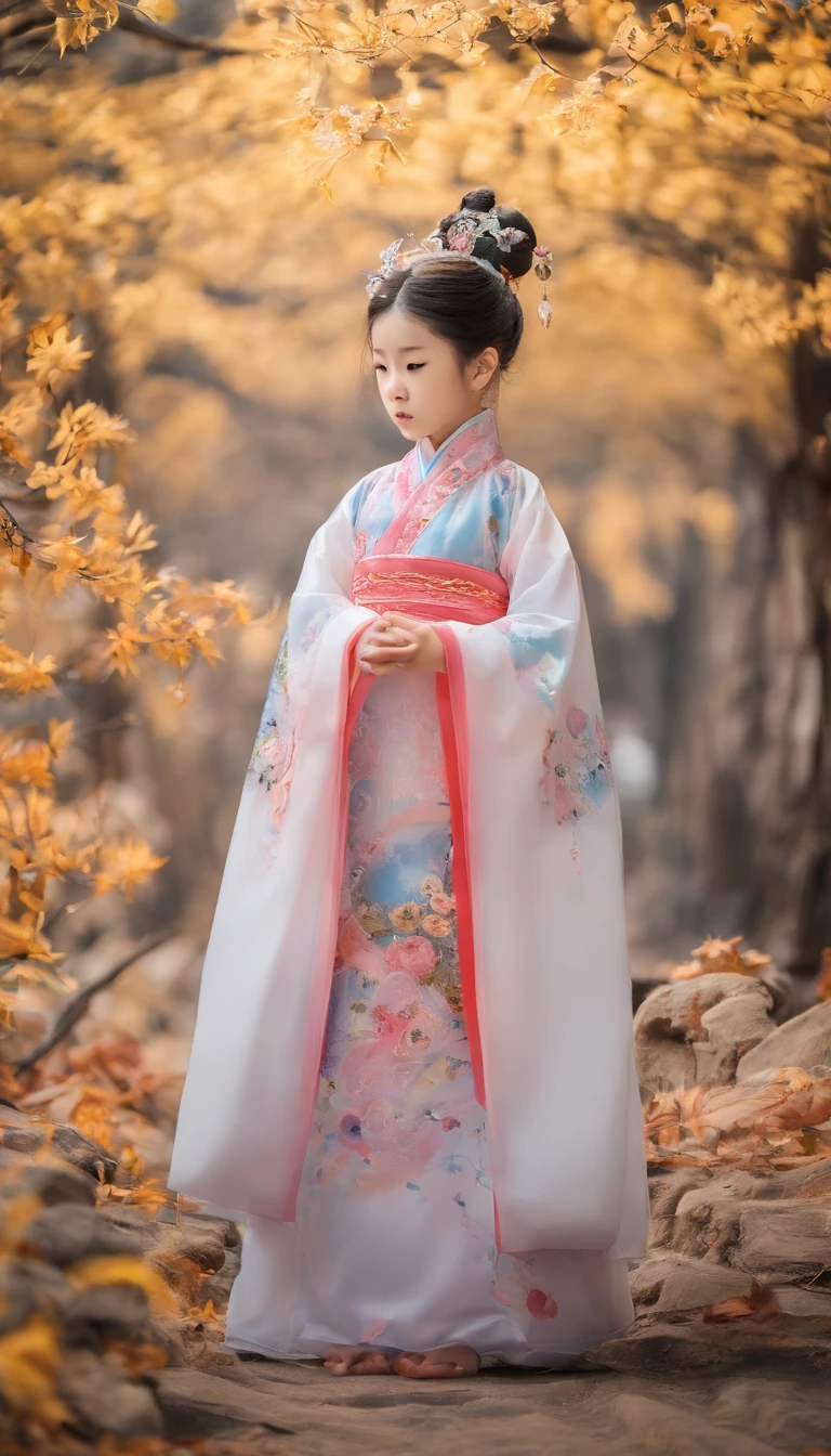 China-style，Tang dynasty  girl，Hanfu，Cute and cute，A ball head，Take a bunch of sugar gourds，The lively streets of Chang'an，eery，Full body like，Detailed and accurate，depth of fields，8K,A high resolution,tmasterpiece,Beautiful wallpapers,high qulity,high detal,s the perfect face,offcial art,blur backgroun, --Niji 5 --Q 2