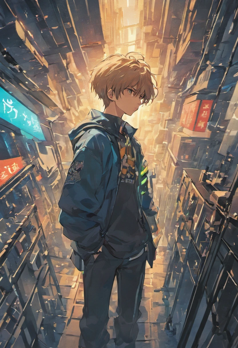 Cyber City, realisticlying,1boys