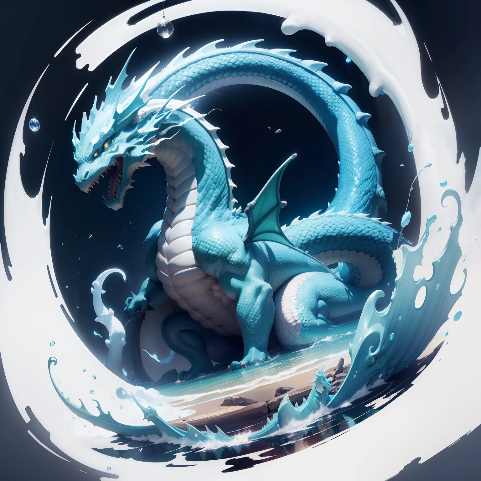 A Japanese-style dragon clad in thunder appears from the sea of clouds、dragon、dragon、dragon神、Chen、LoRA first