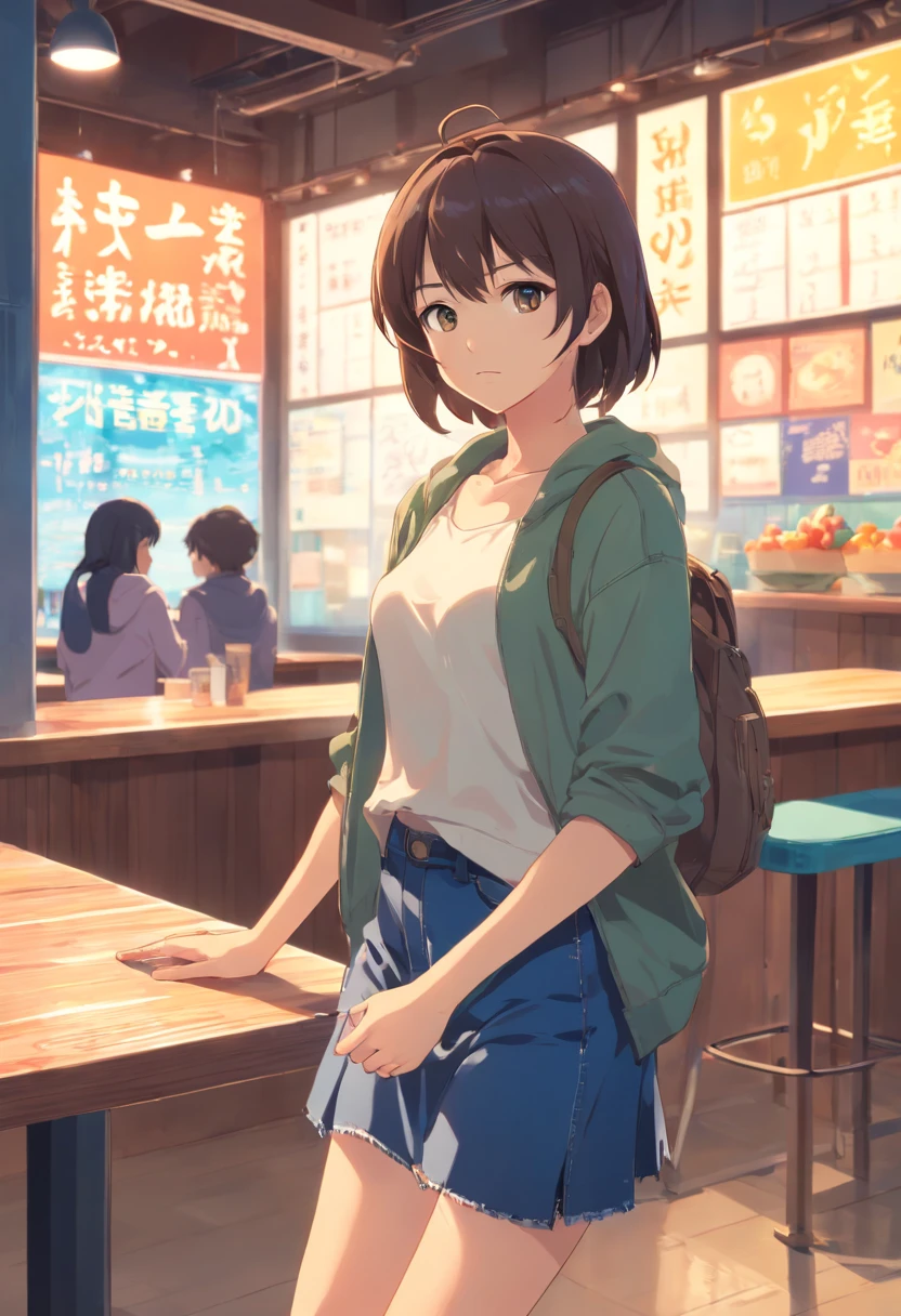 arafed woman standing in front of a table, casual clothing style, casual clothing, cute casual streetwear, full body cute young lady, mini jeans skirt, casual clothes, trending at cgstation, casual modern clothing, modern casual clothing, casual summer clothes, wearing casual clothes, full body picture, e-girl, simple clothes, e - girl