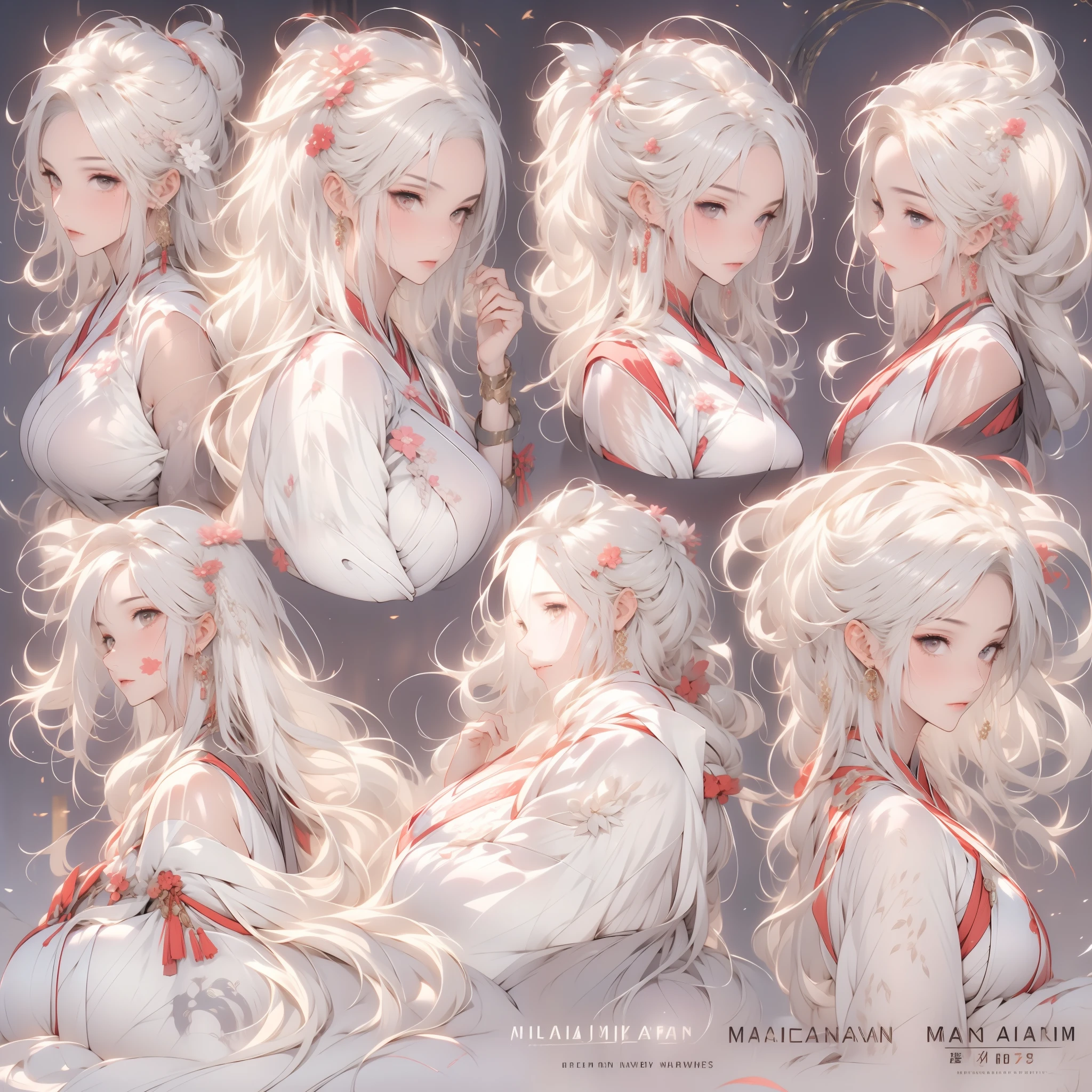 Masterpiece, Highest quality, Detailed face, CharacterDesignSheet,perfectly proportions,full bodyesbian, beautiful goddess woman,Full of details, Multiple poses and expressions, Highly detailed, light yarn,Hanfu,A pink-haired,Starlight pupils,long eyelasher,a Oriental Dragons,Lace,lacepantyhose, High Balance,Natural light,Starry sky clouds