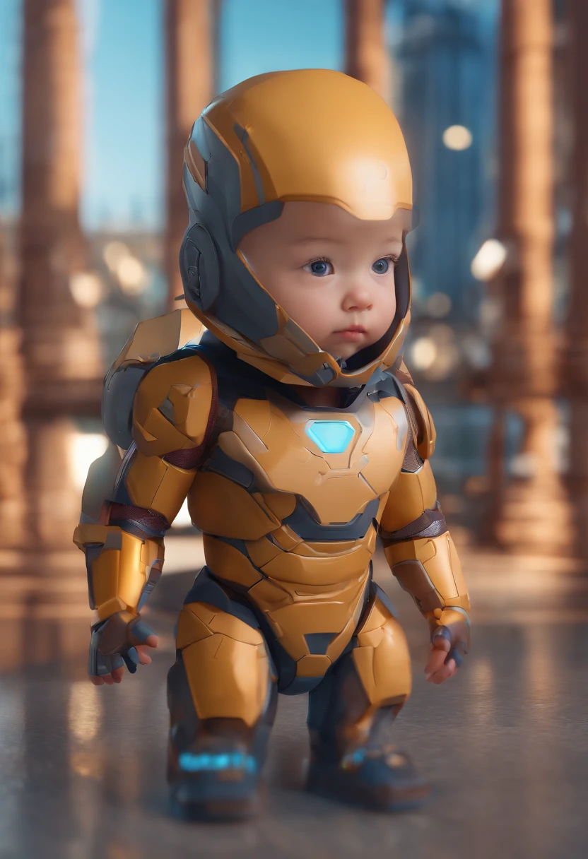 baby boy, ***********, brunette, shaved hair, like Iron Man 8k, high resolution, detailed face, detailed shield, detailed eyes, detailed costume, Marvel and DC style, hyper-realistic, + cinematic shooting + dynamic composition, incredibly detailed, sharp, detailed + superb details + night with light + perfectionism + award-winning realism