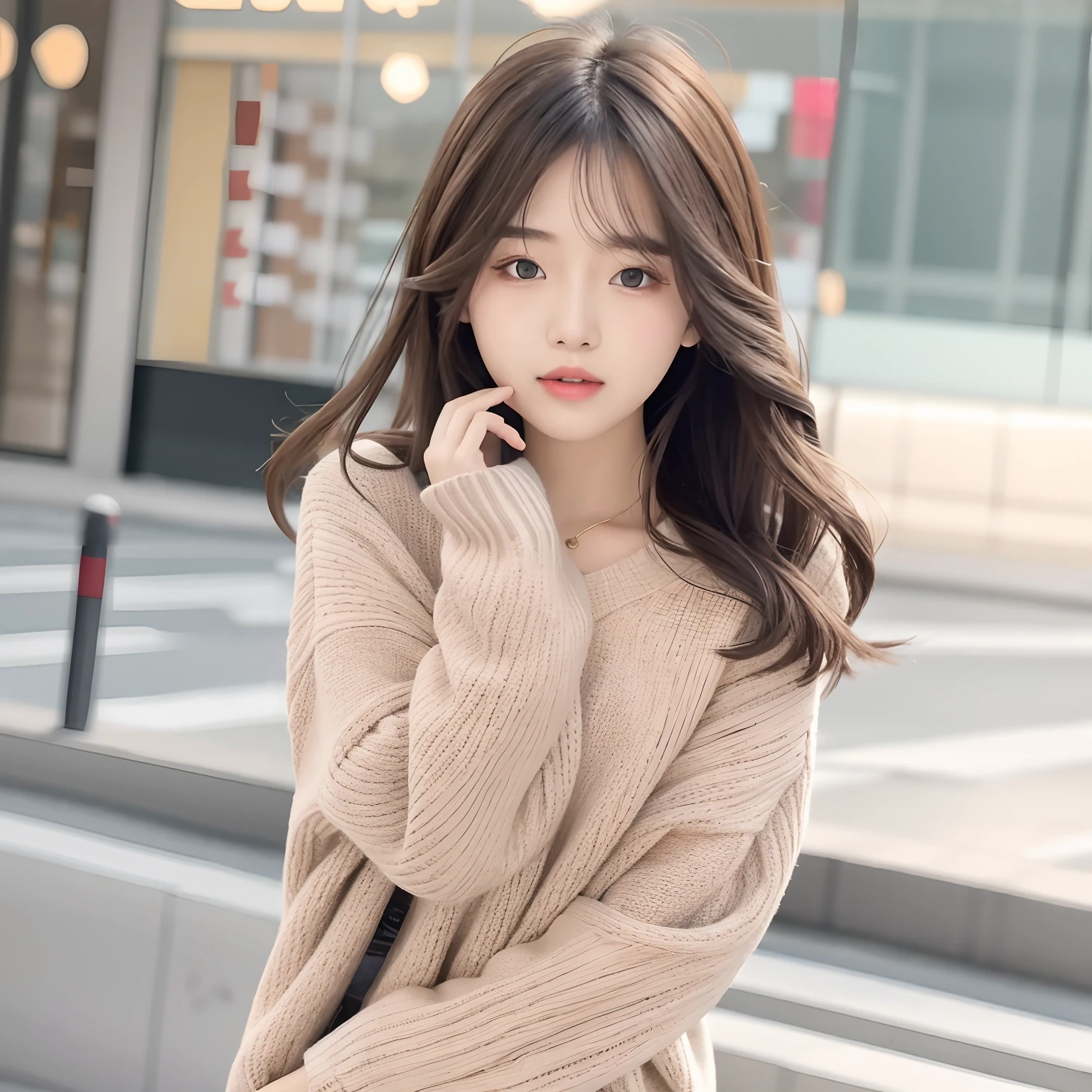 1girl walking on the river, mix4, sweater, pillow, lips, open_mouth, realistic, photo_\(medium\), solo, stuffed_animal, stuffed_toy, teddy_bear, (masterpiece), (realism: 1.3), super detailed, (High detail skin: 1.2), (Best quality: 1.0), (Ultra resolution: 1.0), (ULZZANG-6500: 0.3), wavy detail hair, long hair, sunshine, (beautiful detail makeup), (sexually aroused blush, heavy breath: 1.0), floral theme petals scattered, (soft light bloom: 0.5)