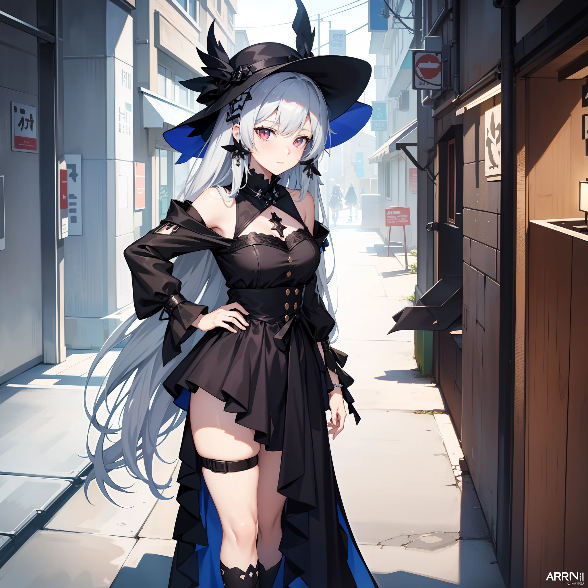 a close up of a person in a dress and hat, From Arknights, girls frontline style, from girls frontline, Anime girl wearing black dress, 1 7 - - old me goth girl, Fine details. Girl Front, loli in dress, anime moe art style, Guviz-style artwork, Anime style. 8K