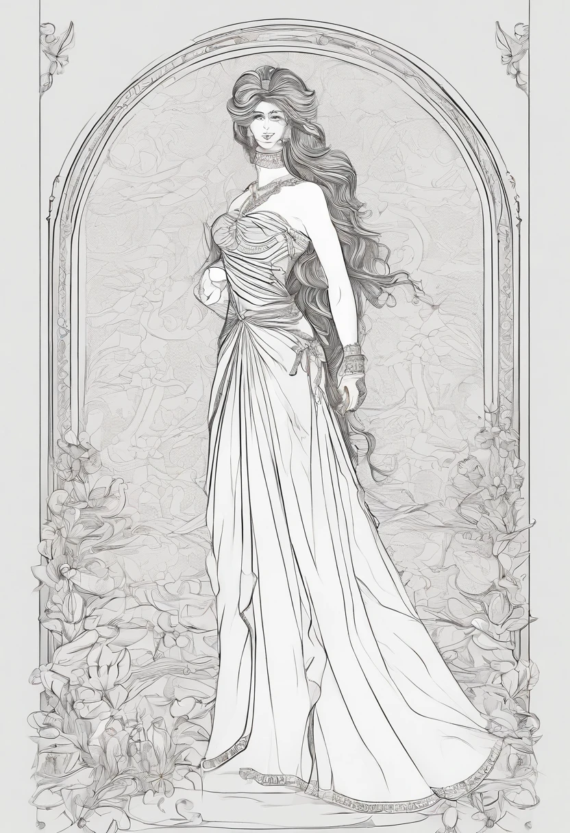 female with long hair, female with wavy hair, female with dark brown hair, female with red eyes, female with striking red eyes, female with pale skin, fair and delicate female, female with toned abdominal muscle, female with gold and black clothes, female with noble European clothes, historical, fully clothed female, female with Aristocratic Dress, female with covered body, female with long and flowing dress, female with toned body, female with red eyes, female with red eye color, female with toned stomach muscle, female with abdominal muscle, matching eye