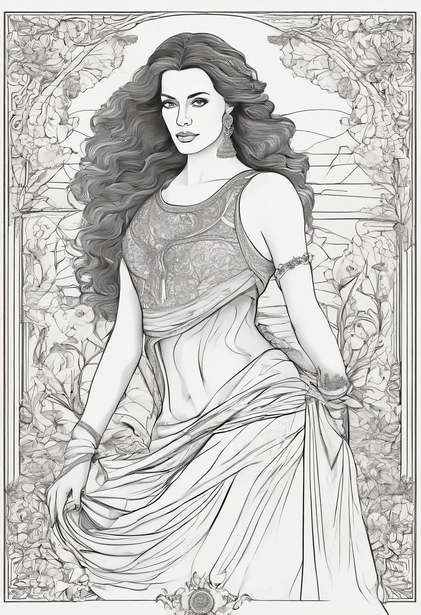 female with long hair, female with wavy hair, female with dark brown hair, female with red eyes, female with striking red eyes, female with pale skin, fair and delicate female, female with toned abdominal muscle, female with gold and black clothes, female with noble European clothes, historical, fully clothed female, female with Aristocratic Dress, female with covered body, female with long and flowing dress, female with toned body, female with red eyes, female with red eye color, female with toned stomach muscle, female with abdominal muscle, matching eye
