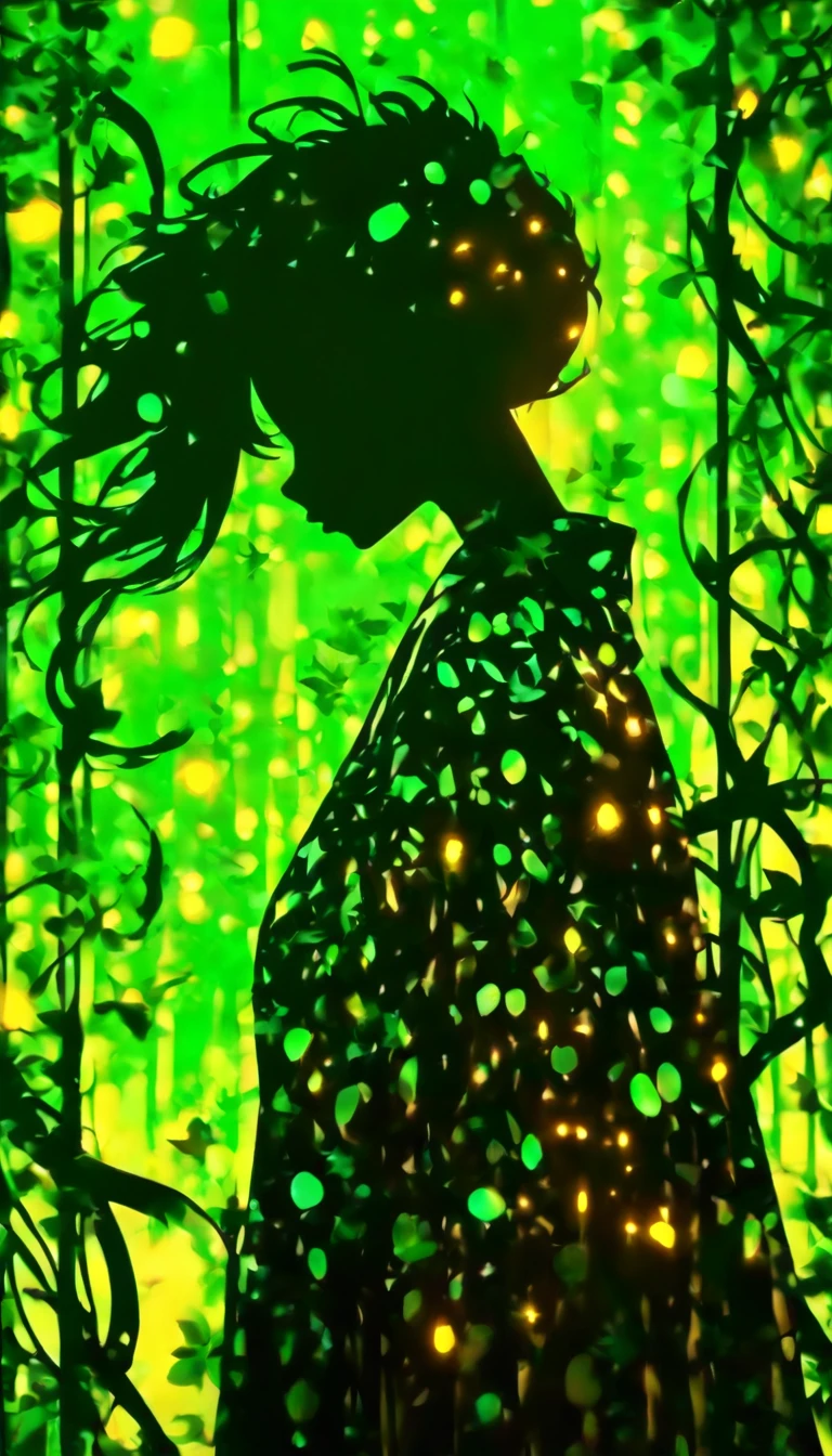 (Silhouette Art,cutouts:1.6)
(((Paper cutting art,A world where only black exists:1.3)
(Cowboy Shot),1 girl,Solo,
(Kimono Girl,profile:1.2),white, Clear and beautiful face,
BREAK
(Lots of fireflies、Pale green light)
Textured glass background,